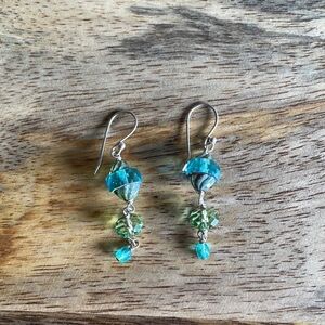 Women’s Blue & Green Gemstone Dangle Earrings, Handmade in Santa Fe